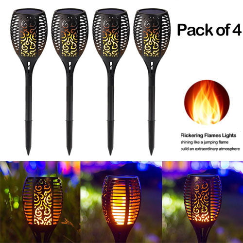 1-8 Pack Solar Power Torch Light LED Fire Flickering Dancing Garden Flame Lights